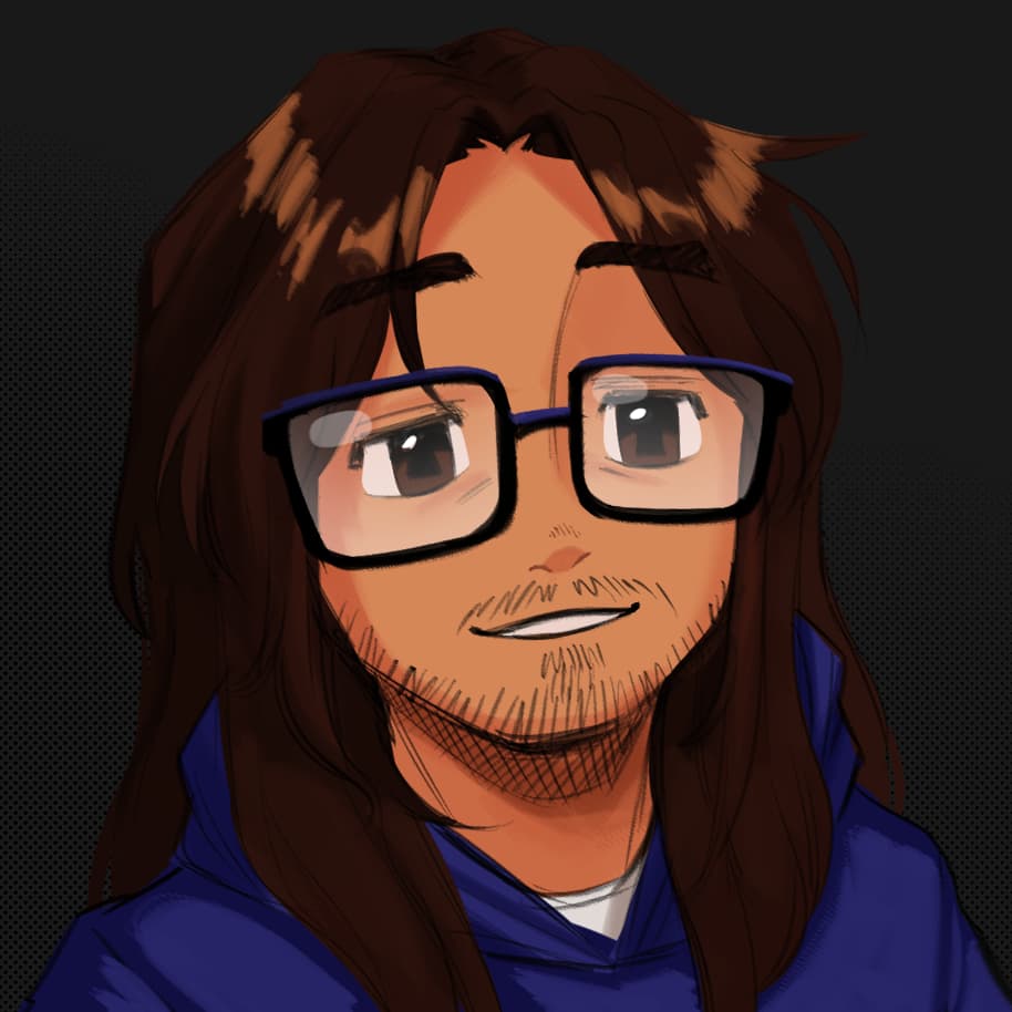 A stylized drawing headshot of Aron