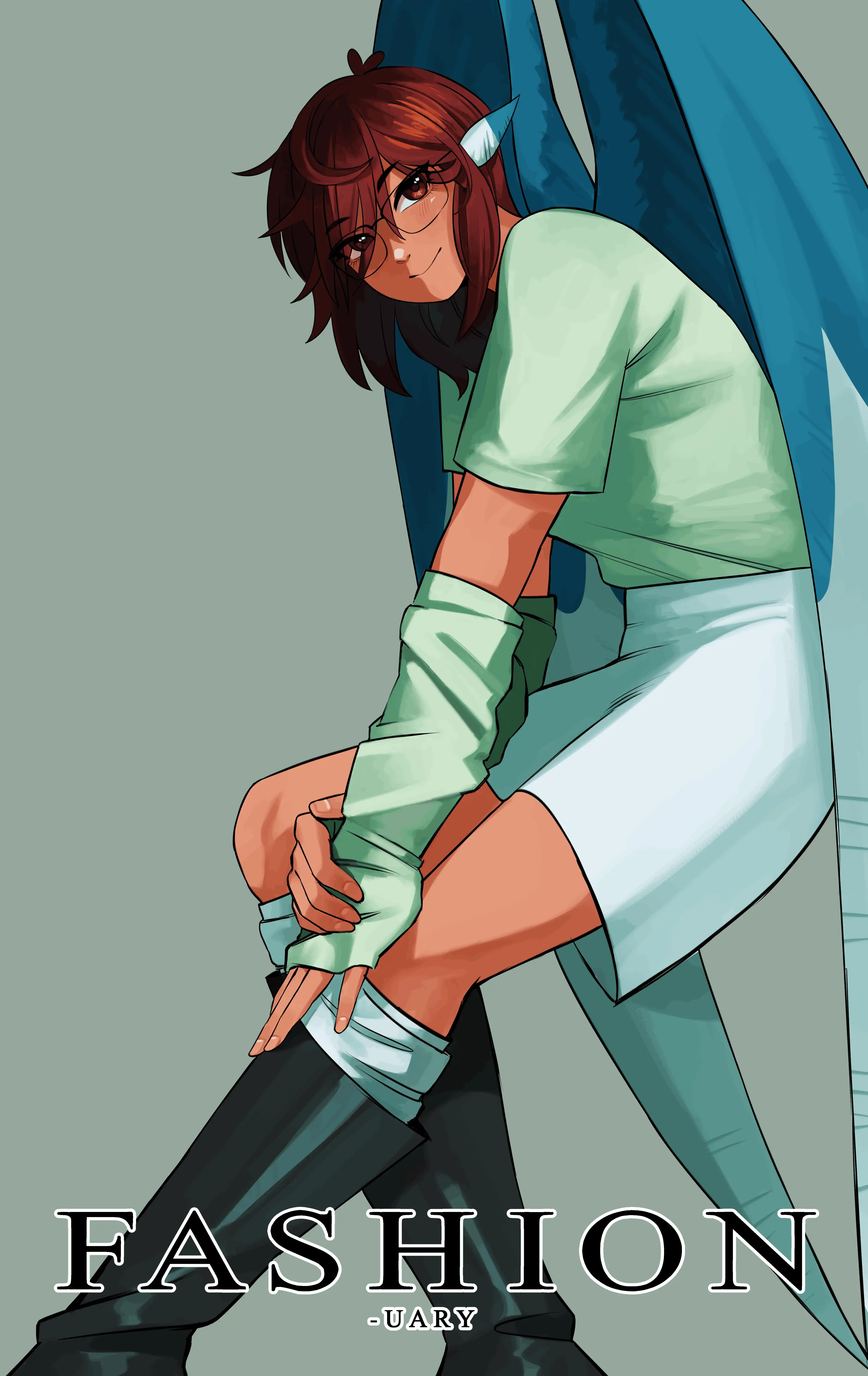 A green drawing of my character Daisey