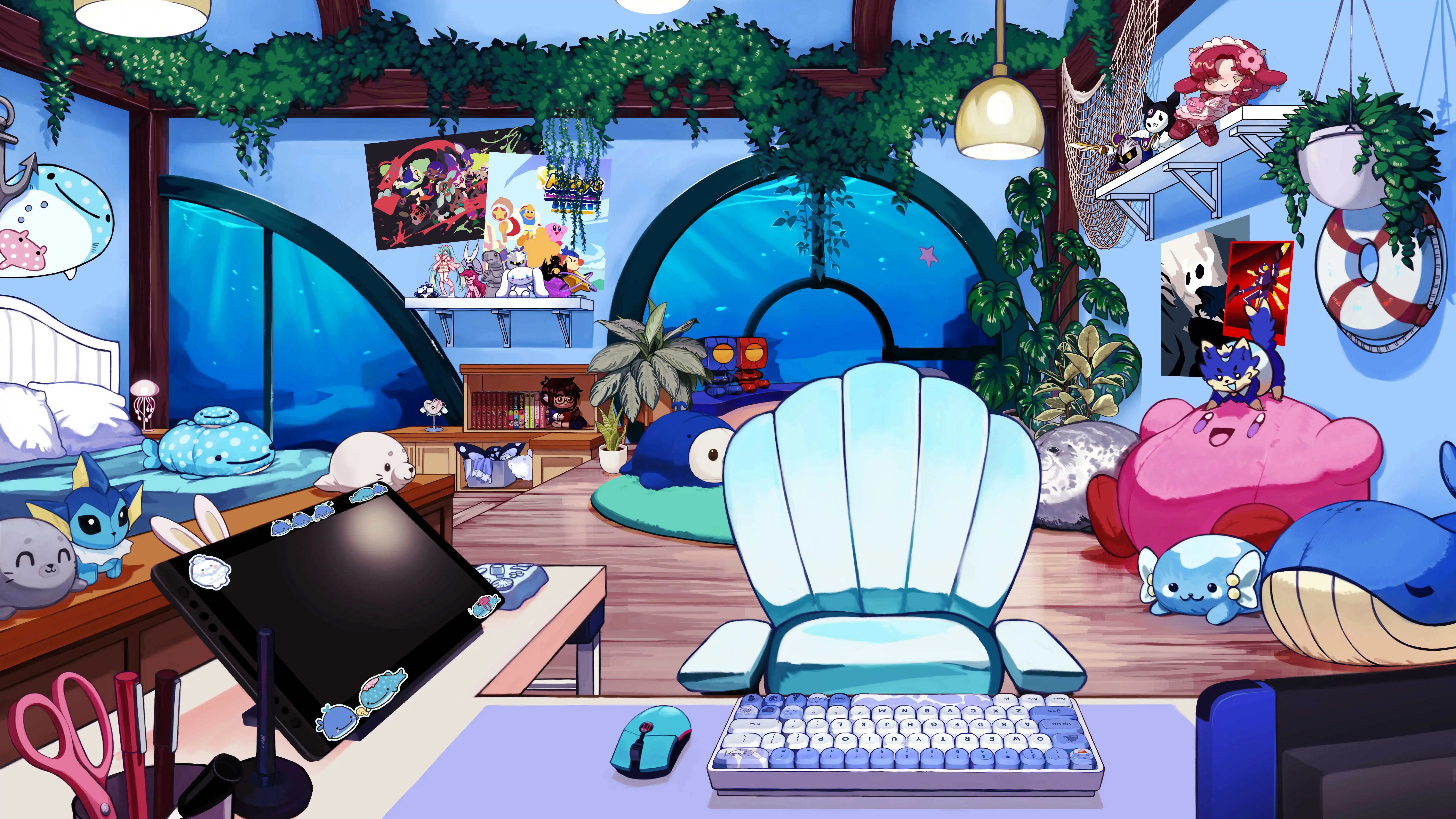 A streamer's room which is aboard a deep sea submarine.